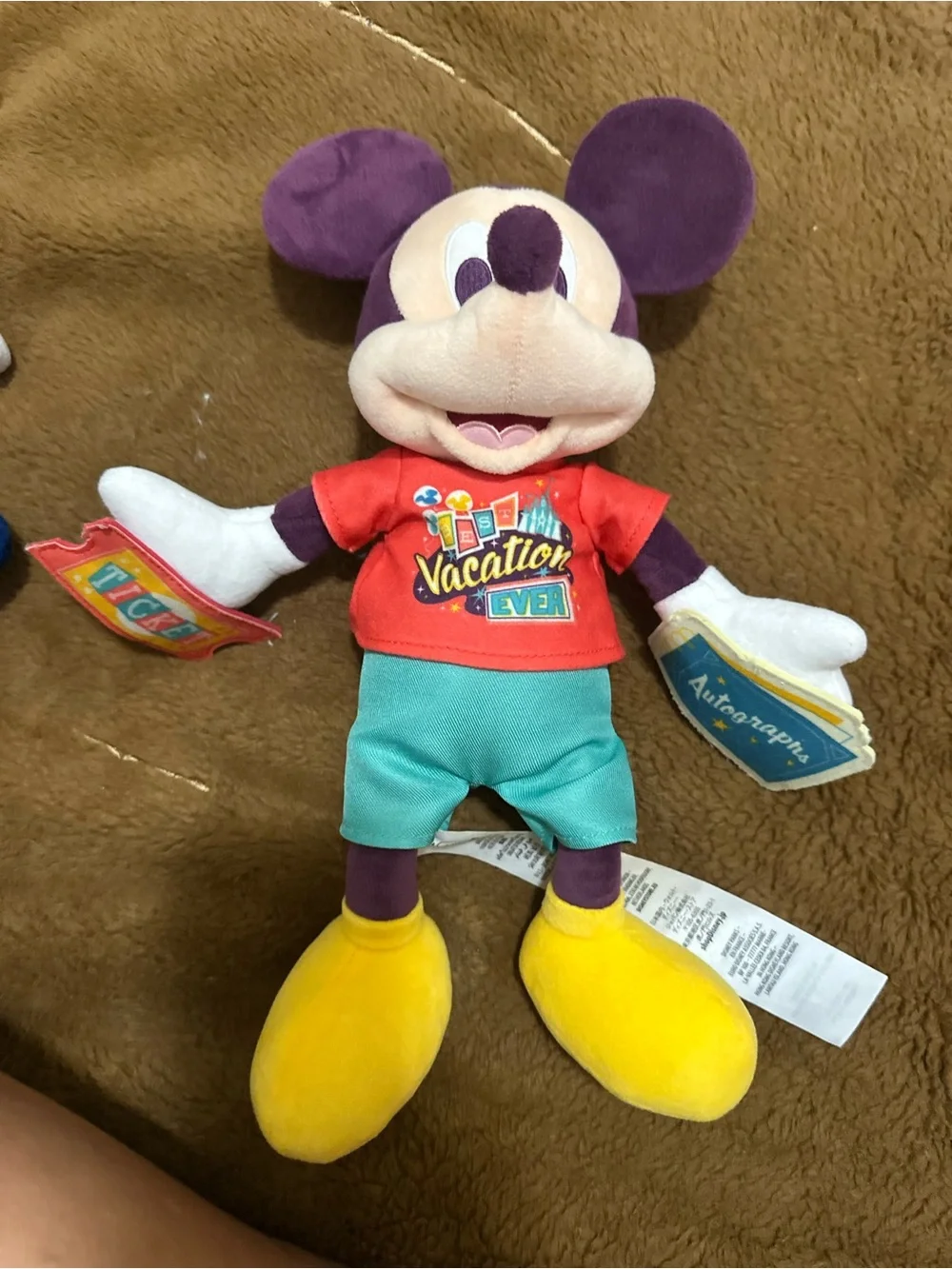 Disney Purple Mickey Mouse Plush with Red Shirt and Yellow Shoes